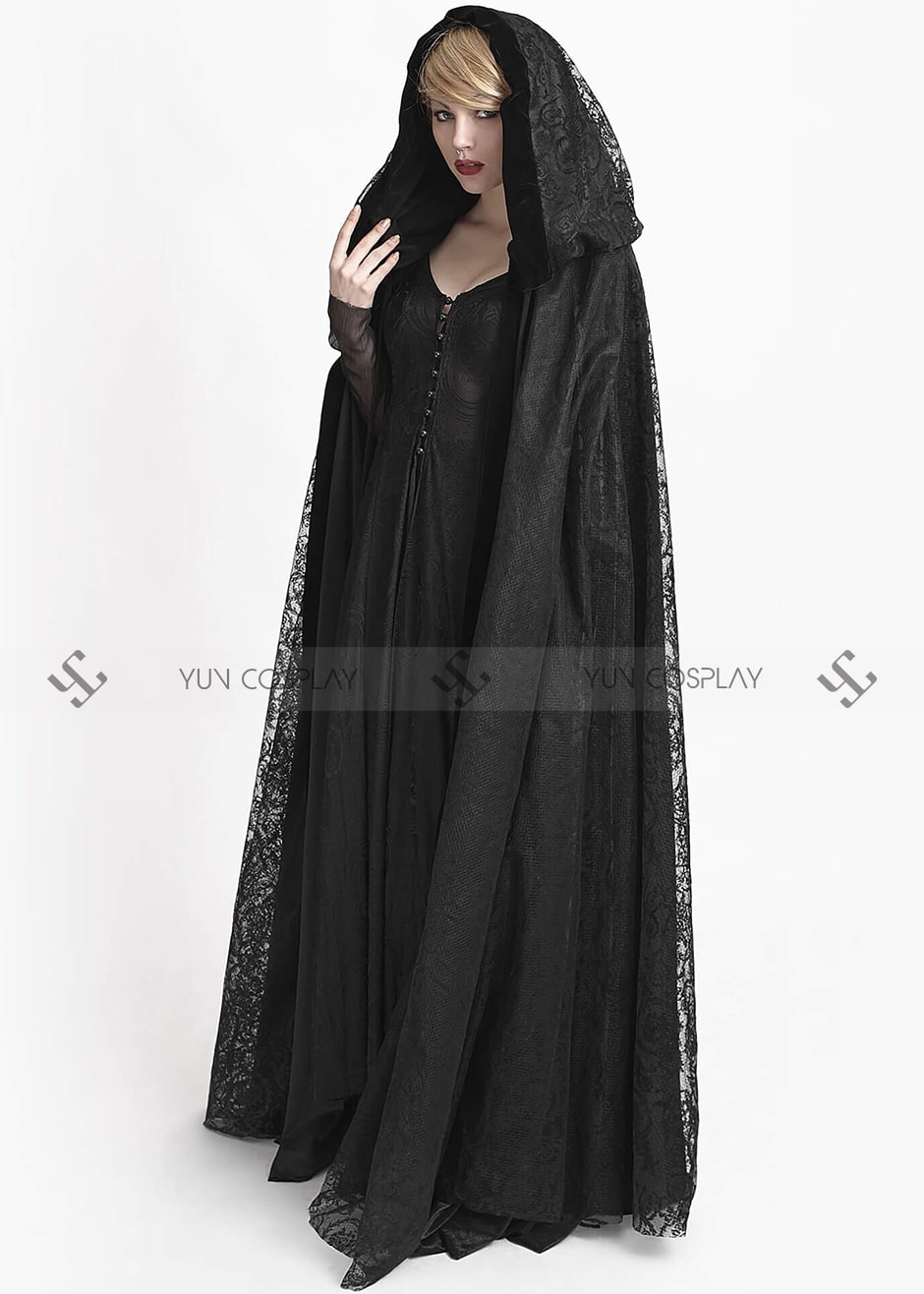 Áo choàng đen ren 2 lớp