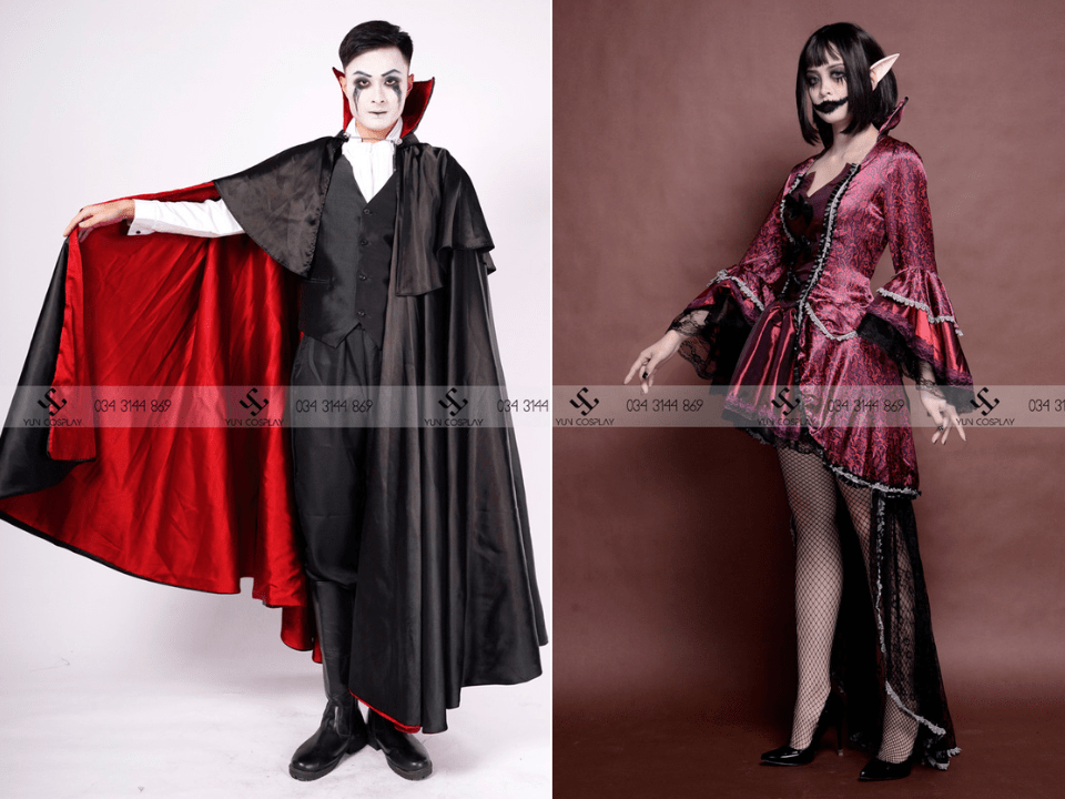 Hoá trang Halloween theo cặp đôi ấn tượng nhất 2025 10 hoa-trang-halloween-theo-cap-doi-Vampire-yun-cosplay