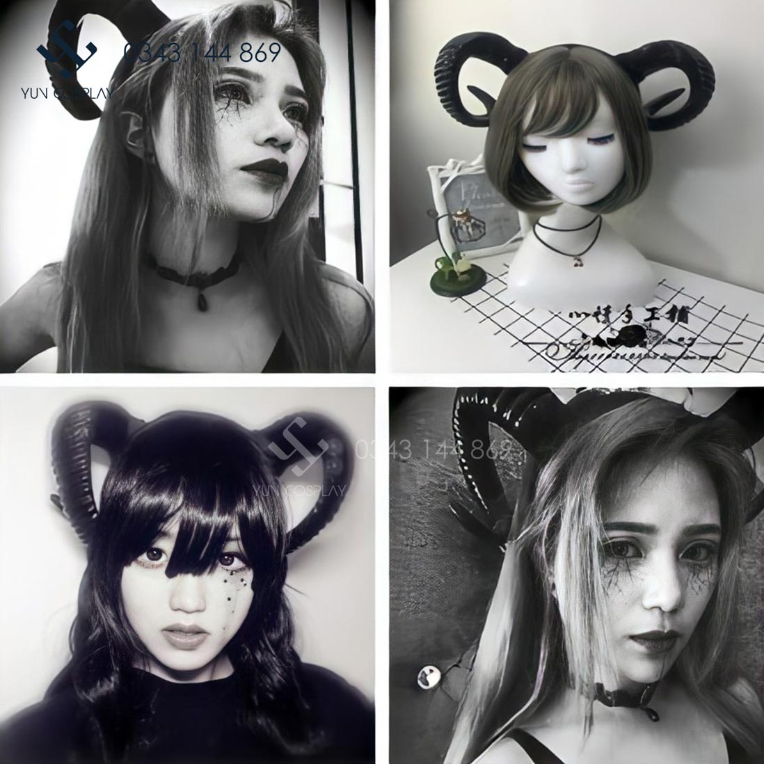 Sừng quỷ màu đen hóa trang Halloween