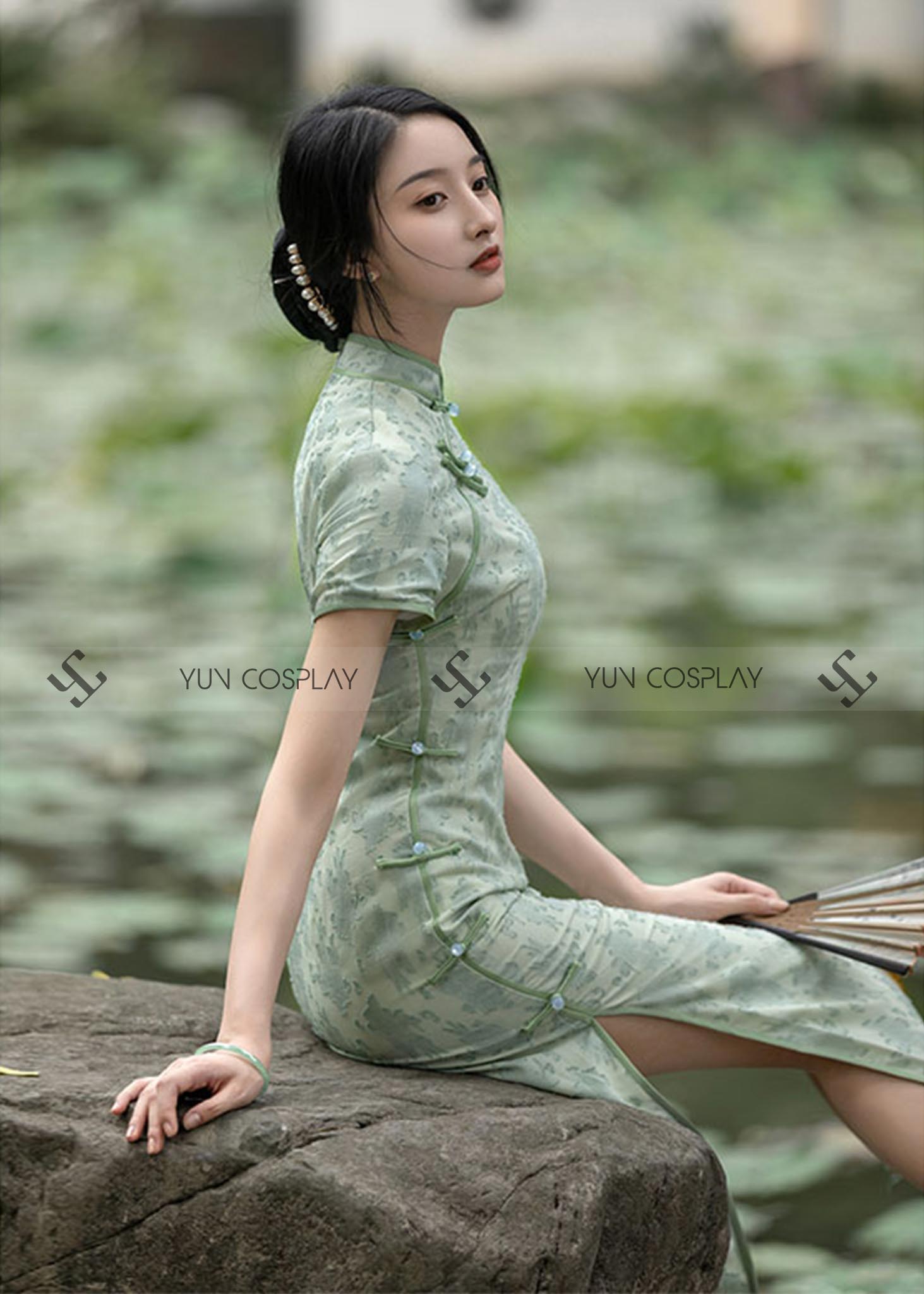 Phong trào chụp ảnh cổ trang sườn xám thượng hải độc - đẹp 7 suon-xam-mau-xanh-ngoc-2