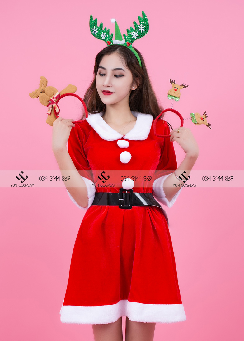 Váy noel cổ bẻ – N18 (thanh lý 150k)