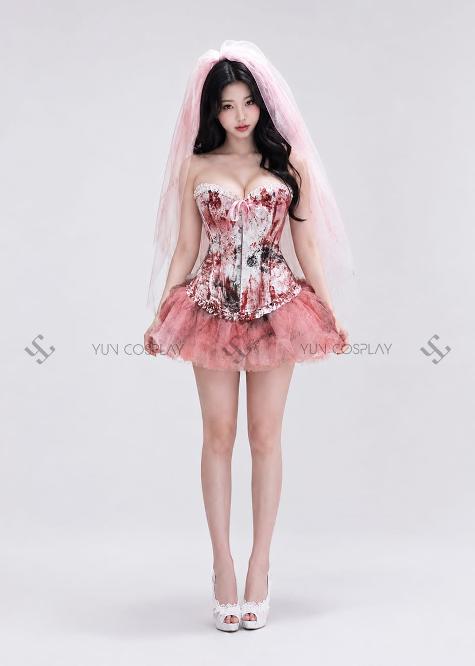 Corset trắng cô dâu dính máu